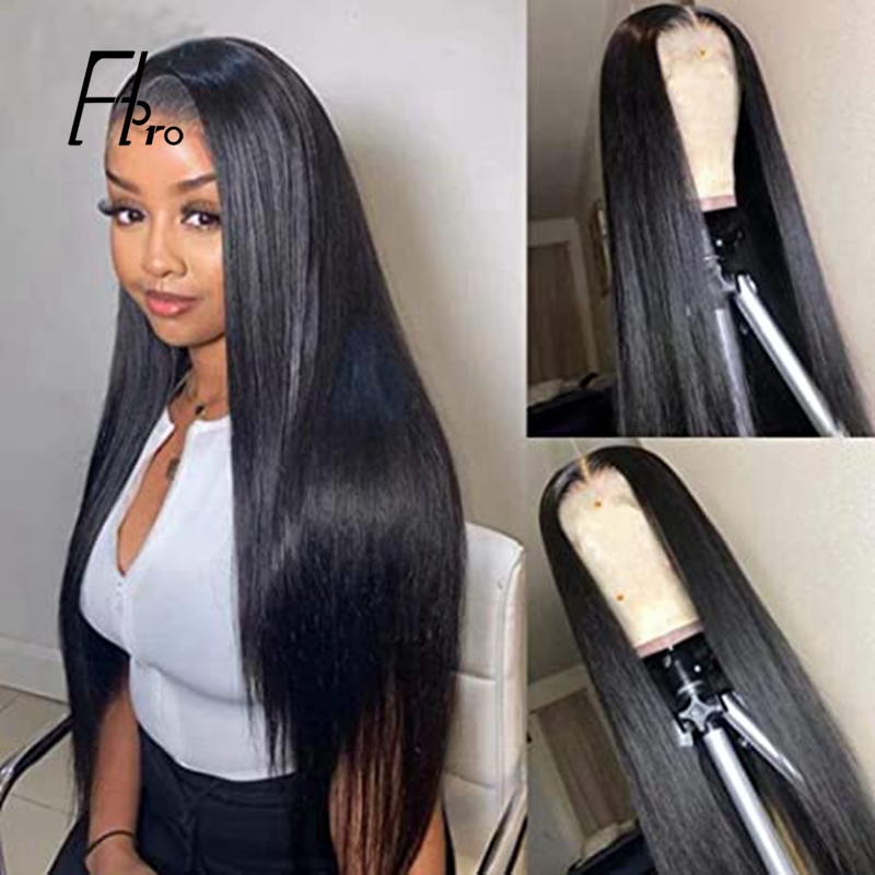 5x5 HD Invisible Lace Closure Wig Glueless Straight Virgin Human Hair 180% Density